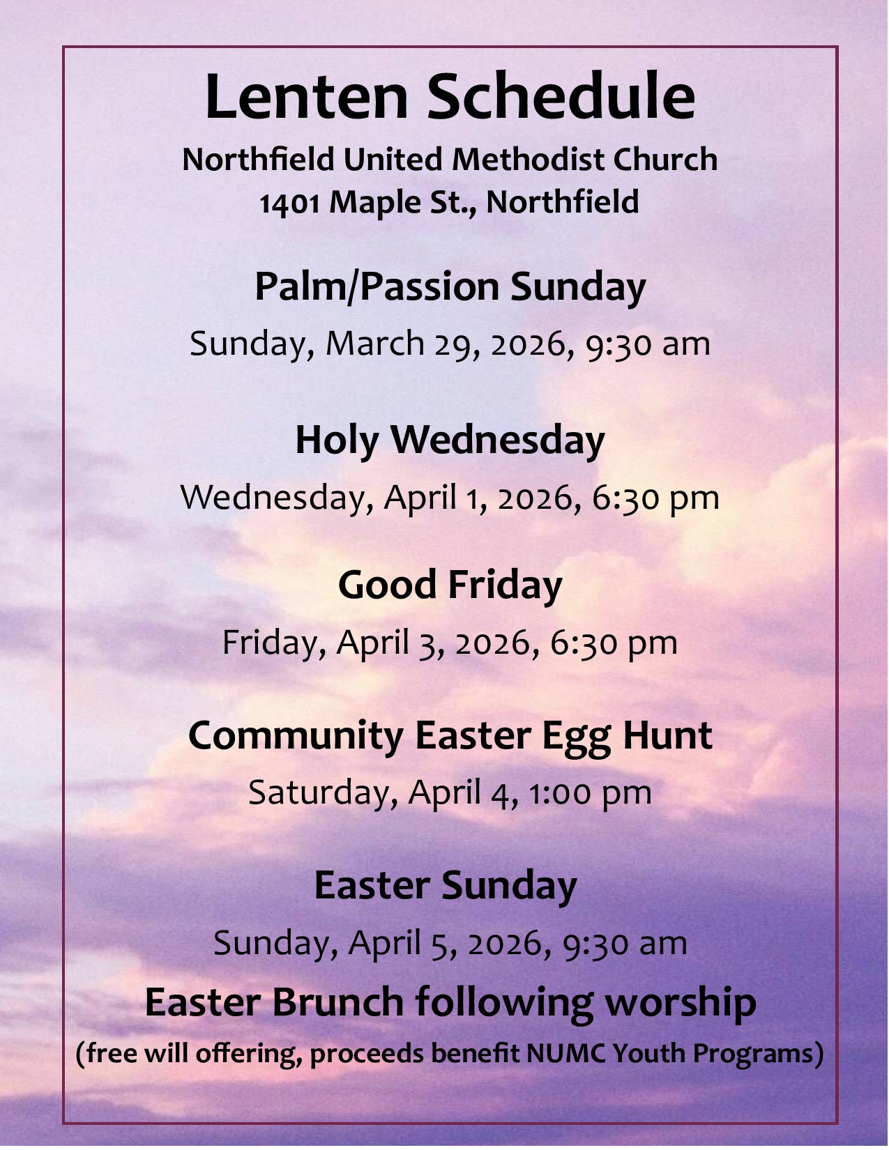 Lenten Schedule