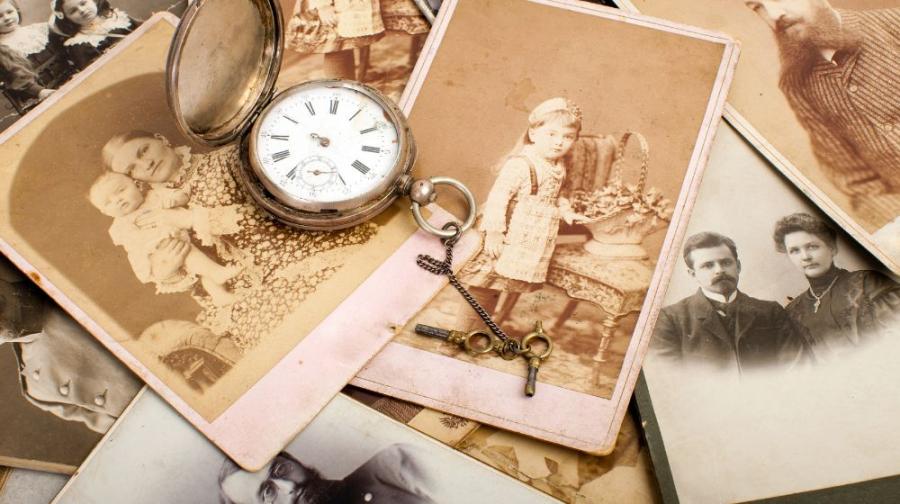 Photos and pocket watch