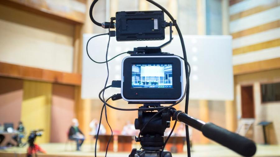 camera recording in a church