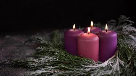 Four advent candles in wreath